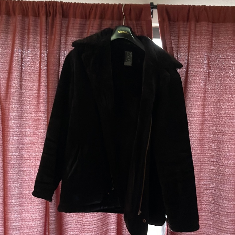 Mens Genuine Suede and Faux Fur Coat